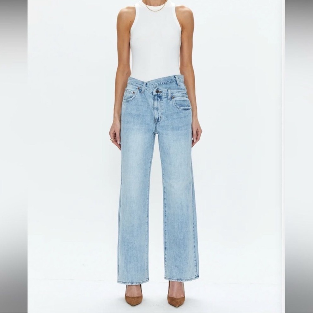 Pistola Wide Leg Double Waistband Blue Jeans Size 30
